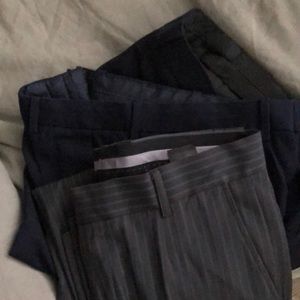3 pairs of HM dress pants, 2 blue, 1 striped gray